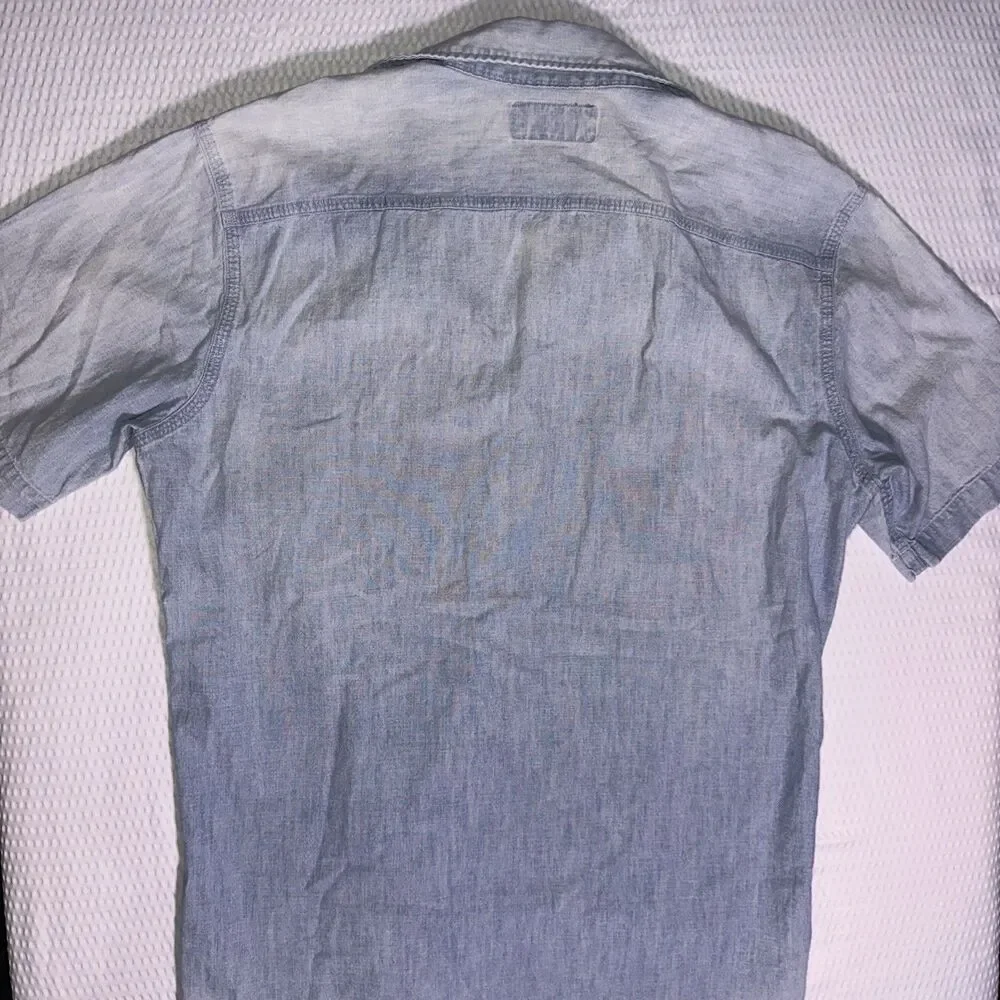 Vintage 90s/Y2K Polo Ralph Lauren Workwear Denim Utility Shirt Size Small Blue